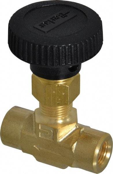 Parker - 3,000 Max psi, 1/8" Pipe, Brass, Inline Instrumentation Needle Valve - FNPT x FNPT End Connections - Exact Tool & Supply
