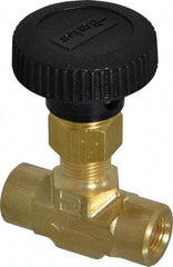 Parker - 3,000 Max psi, 1/8" Pipe, Brass, Inline Instrumentation Needle Valve - FNPT x FNPT End Connections - Exact Tool & Supply