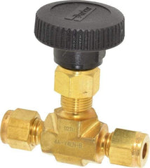 Parker - 3,000 Max psi, 1/4" Pipe, Brass, Inline Instrumentation Needle Valve - Exact Tool & Supply