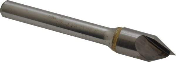 Atrax - 3/8" Head Diam, 1/4" Shank Diam, 1 Flute 60° Solid Carbide Countersink - Bright Finish, 2" OAL, Single End, Straight Shank, Right Hand Cut - Exact Tool & Supply