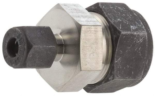 Parker - 1/8 x 1/16" OD, Stainless Steel Union - 7/16" Hex, Comp x Comp Ends - Exact Tool & Supply
