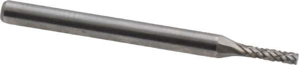 Atrax - 1/16" Cut Diam, 1/8" Shank Diam, Cylinder Head Double Cut Burr - Carbide, Flat End, 1/4" LOC, 1-1/2" OAL - Exact Tool & Supply