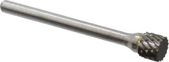 Atrax - 1/4" Cut Diam, 1/8" Shank Diam, Cylinder Head Double Cut Burr - Carbide, Flat End, 3/16" LOC, 1-7/16" OAL - Exact Tool & Supply