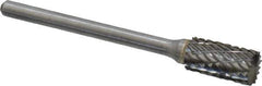 Atrax - 1/4" Cut Diam, 1/8" Shank Diam, Cylinder with End Cut Head Double Cut Burr - Carbide, End Cut End, 1/2" LOC, 1-3/4" OAL - Exact Tool & Supply