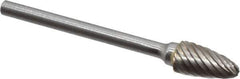 Atrax - 1/4" Cut Diam, 1/8" Shank Diam, Tree with Radius Head Single Cut Burr - Carbide, Radius End, 1/2" LOC, 1-3/4" OAL - Exact Tool & Supply
