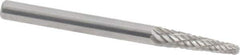 Atrax - 1/8" Cut Diam, 1/8" Shank Diam, Taper Head Double Cut Burr - Radius End, 1/2" LOC, 1-1/2" OAL - Exact Tool & Supply