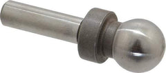 Jergens - 1/2" Ball Diam, 1/4" Shank Diam, Steel Inspection Tooling Ball - Slip-Fit Shank, 1-3/8" Ball Center to Shank Bottom, 1/2" Ball Center to Shoulder Bottom, with Shoulder - Exact Tool & Supply