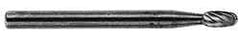 M.A. Ford - 1/4" Cut Diam, 1/8" Shank Diam, Oval Head Double Cut Burr - Carbide, Radius End, 3/8" LOC, 1-7/8" OAL - Exact Tool & Supply