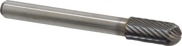 Atrax - 5/16" Cut Diam, 1/4" Shank Diam, Cylinder with Radius Head Single Cut Burr - Carbide, Radius End, 3/4" LOC, 2-1/2" OAL - Exact Tool & Supply
