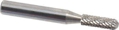 Atrax - 3/16" Cut Diam, 1/4" Shank Diam, Cylinder with Radius Head Double Cut Burr - Carbide, Radius End, 1/2" LOC, 2" OAL - Exact Tool & Supply