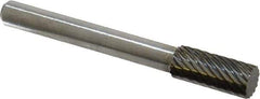 Atrax - 5/16" Cut Diam, 1/4" Shank Diam, Cylinder Head Single Cut Burr - Carbide, Flat End, 3/4" LOC, 2-1/2" OAL - Exact Tool & Supply