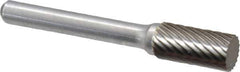 Atrax - 3/8" Cut Diam, 1/4" Shank Diam, Cylinder Head Single Cut Burr - Carbide, Flat End, 3/4" LOC, 2-1/2" OAL - Exact Tool & Supply