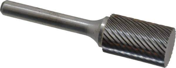 Atrax - 5/8" Cut Diam, 1/4" Shank Diam, Cylinder Head Single Cut Burr - Carbide, Flat End, 1" LOC, 2-3/4" OAL - Exact Tool & Supply