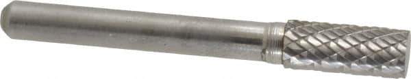 Atrax - 5/16" Cut Diam, 1/4" Shank Diam, Cylinder Head Double Cut Burr - Carbide, Flat End, 3/4" LOC, 2-1/2" OAL - Exact Tool & Supply