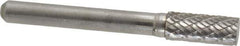 Atrax - 5/16" Cut Diam, 1/4" Shank Diam, Cylinder Head Double Cut Burr - Carbide, Flat End, 3/4" LOC, 2-1/2" OAL - Exact Tool & Supply