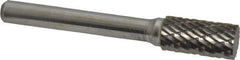 Atrax - 3/8" Cut Diam, 1/4" Shank Diam, Cylinder Head Double Cut Burr - Carbide, Flat End, 3/4" LOC, 2-1/2" OAL - Exact Tool & Supply