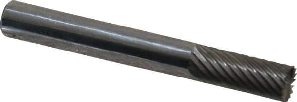 Atrax - 1/4" Cut Diam, 1/4" Shank Diam, Cylinder with End Cut Head Single Cut Burr - Carbide, End Cut End, 5/8" LOC, 2" OAL - Exact Tool & Supply