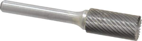 Atrax - 1/2" Cut Diam, 1/4" Shank Diam, Cylinder with End Cut Head Single Cut Burr - Carbide, End Cut End, 1" LOC, 2-3/4" OAL - Exact Tool & Supply