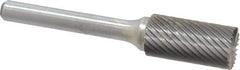 Atrax - 1/2" Cut Diam, 1/4" Shank Diam, Cylinder with End Cut Head Single Cut Burr - Carbide, End Cut End, 1" LOC, 2-3/4" OAL - Exact Tool & Supply