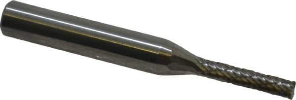 Atrax - 1/8" Cut Diam, 1/4" Shank Diam, Cylinder with End Cut Head Double Cut Burr - Carbide, End Cut End, 1/2" LOC, 2" OAL - Exact Tool & Supply