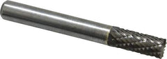 Atrax - 1/4" Cut Diam, 1/4" Shank Diam, Cylinder with End Cut Head Double Cut Burr - Carbide, End Cut End, 5/8" LOC, 2" OAL - Exact Tool & Supply