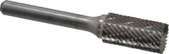 Atrax - 1/2" Cut Diam, 1/4" Shank Diam, Cylinder with End Cut Head Double Cut Burr - Carbide, End Cut End, 1" LOC, 2-3/4" OAL - Exact Tool & Supply