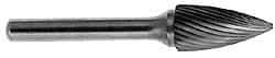 M.A. Ford - 1/2" Cut Diam, 1/4" Shank Diam, Tree Head Double Cut Burr - Carbide, Point End, 3/4" LOC, 2-3/4" OAL - Exact Tool & Supply