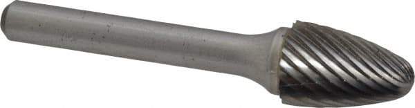 Atrax - 1/2" Cut Diam, 1/4" Shank Diam, Tree with Radius Head Single Cut Burr - Carbide, Radius End, 3/4" LOC, 2-1/2" OAL - Exact Tool & Supply
