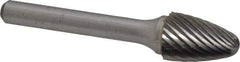 Atrax - 1/2" Cut Diam, 1/4" Shank Diam, Tree with Radius Head Single Cut Burr - Carbide, Radius End, 3/4" LOC, 2-1/2" OAL - Exact Tool & Supply