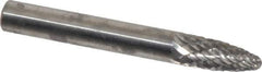 Atrax - 1/4" Cut Diam, 1/4" Shank Diam, Tree with Radius Head Double Cut Burr - Carbide, Radius End, 5/8" LOC, 2" OAL - Exact Tool & Supply