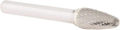 Atrax - 3/8" Cut Diam, 1/4" Shank Diam, Tree with Radius Head Double Cut Burr - Carbide, Radius End, 3/4" LOC, 2-1/2" OAL - Exact Tool & Supply
