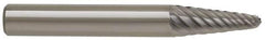 Atrax - 1/4" Cut Diam, 1/4" Shank Diam, Taper Head Single Cut Burr - Radius End, 5/8" LOC, 2" OAL - Exact Tool & Supply