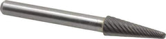 Atrax - 5/16" Cut Diam, 1/4" Shank Diam, Taper Head Single Cut Burr - Radius End, 7/8" LOC, 2-3/4" OAL - Exact Tool & Supply