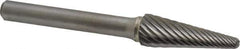 Atrax - 3/8" Cut Diam, 1/4" Shank Diam, Taper Head Single Cut Burr - Radius End, 1-1/16" LOC, 2-15/16" OAL - Exact Tool & Supply