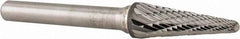 Atrax - 3/8" Cut Diam, 1/4" Shank Diam, Taper Head Double Cut Burr - Radius End, 1-1/16" LOC, 2-15/16" OAL - Exact Tool & Supply