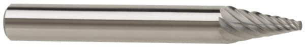 SGS Pro - 1/4" Cut Diam, 1/4" Shank Diam, Cone Head Double Cut Burr - Carbide, Point End, 3/4" LOC - Exact Tool & Supply
