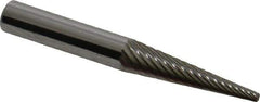 Atrax - 1/4" Cut Diam, 1/4" Shank Diam, Cone Head Single Cut Burr - Carbide, Point End, 1" LOC, 2" OAL - Exact Tool & Supply