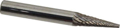 Atrax - 1/4" Cut Diam, 1/4" Shank Diam, Cone Head Double Cut Burr - Carbide, Point End, 3/4" LOC, 2" OAL - Exact Tool & Supply
