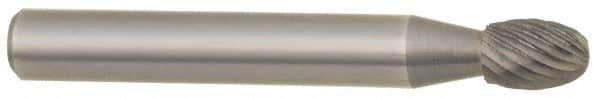 M.A. Ford - 1/4" Cut Diam, 1/4" Shank Diam, Oval Head Double Cut Burr - Carbide, Radius End, 3/8" LOC, 2" OAL - Exact Tool & Supply