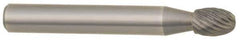 M.A. Ford - 1/4" Cut Diam, 1/4" Shank Diam, Oval Head Double Cut Burr - Carbide, Radius End, 3/8" LOC, 2" OAL - Exact Tool & Supply