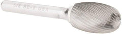 Atrax - 5/8" Cut Diam, 1/4" Shank Diam, Oval Head Single Cut Burr - Carbide, Radius End, 1" LOC, 2-3/4" OAL - Exact Tool & Supply