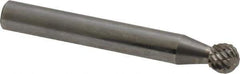 Atrax - 1/4" Cut Diam, 1/4" Shank Diam, Ball Head Double Cut Burr - Carbide, Radius End, 7/32" LOC, 2" OAL - Exact Tool & Supply