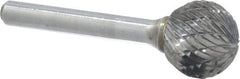 Atrax - 3/4" Cut Diam, 1/4" Shank Diam, Ball Head Double Cut Burr - Carbide, Radius End, 11/16" LOC, 2-7/16" OAL - Exact Tool & Supply