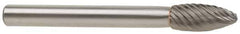 M.A. Ford - 1/4" Cut Diam, 1/4" Shank Diam, Flame Head Single Cut Burr - Carbide, Radius End, 5/8" LOC, 2" OAL - Exact Tool & Supply
