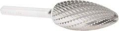 Atrax - 3/4" Cut Diam, 1/4" Shank Diam, Flame Head Double Cut Burr - Carbide, Radius End, 1-5/8" LOC, 3-3/8" OAL - Exact Tool & Supply