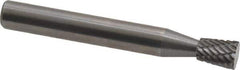 Atrax - 1/4" Cut Diam, 1/4" Shank Diam, Inverted Cone Head Double Cut Burr - Carbide, Flat End, 5/16" LOC, 2" OAL - Exact Tool & Supply