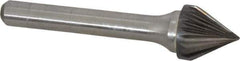 Atrax - 1/2" Cut Diam, 1/4" Shank Diam, Taper Head Single Cut Burr - Carbide, Radius End, 7/16" LOC, 2-3/16" OAL - Exact Tool & Supply