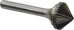 Atrax - 3/4" Cut Diam, 1/4" Shank Diam, Cone Head Single Cut Burr - Carbide, Point End, 3/8" LOC, 2-1/8" OAL - Exact Tool & Supply
