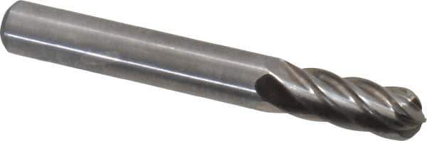 Atrax - 1/4" Cut Diam, 1/4" Shank Diam, Cylinder with Radius Head Fluted Cut Burr - Radius End, 5/8" LOC, 2" OAL - Exact Tool & Supply
