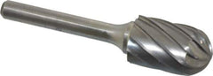 Atrax - 5/8" Cut Diam, 1/4" Shank Diam, Cylinder with Radius Head Fluted Cut Burr - Radius End, 1" LOC, 2-3/4" OAL - Exact Tool & Supply